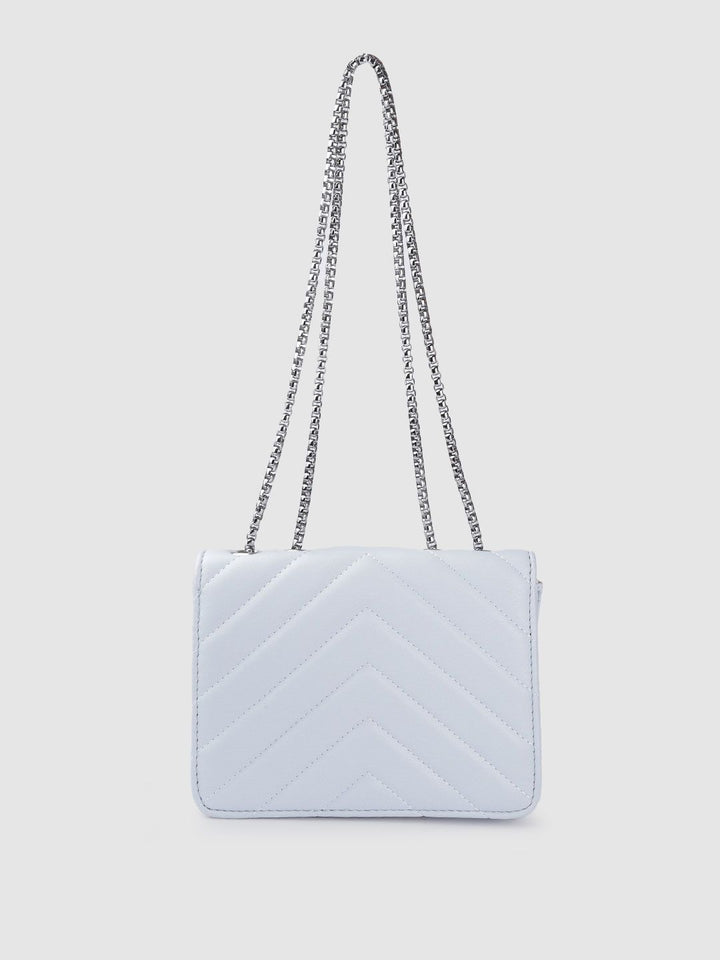 Lino Perros Women Blue Quilted Structured Shoulder Bag