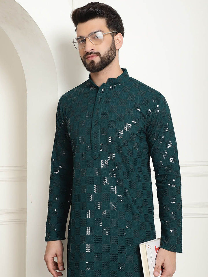 SOJANYA Kurta Kapas Tulen Bersulam Labuci Mandarin Dengan Churidar