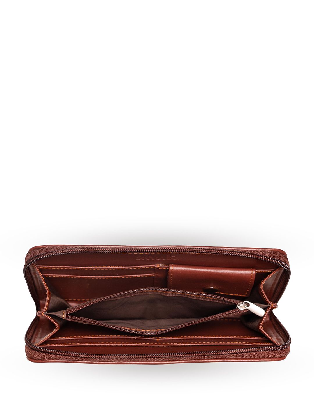 ZOUK Women Black & Brown Abstract Printed Zip Around Wallet