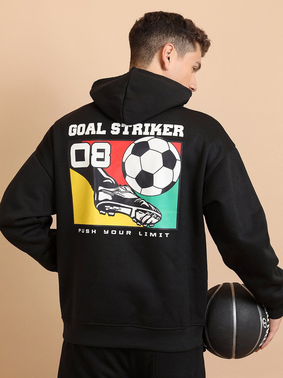HIGHLANDER Graphic Printed Hooded Oversized Sweatshirt