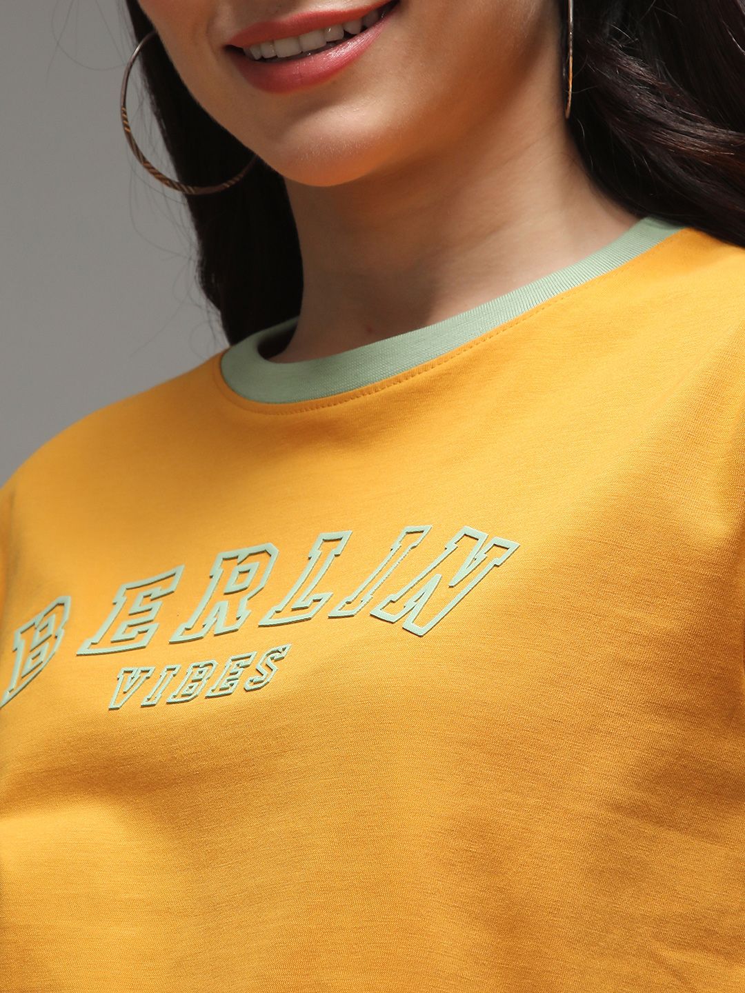DILLINGER Women Regular Fit Applique Varsity Printed Tshirt