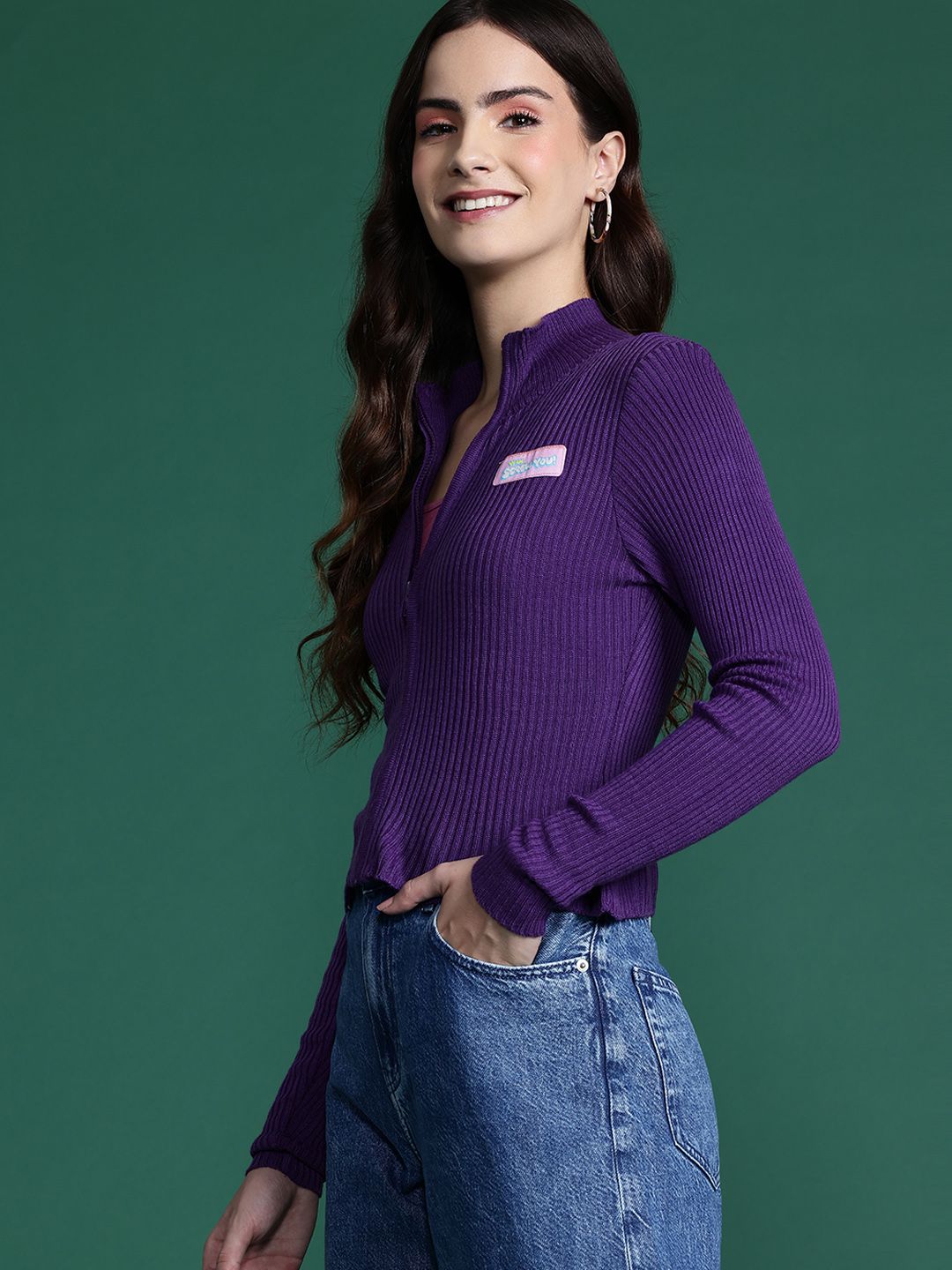 DressBerry Women Ribbed Acrylic Cardigan