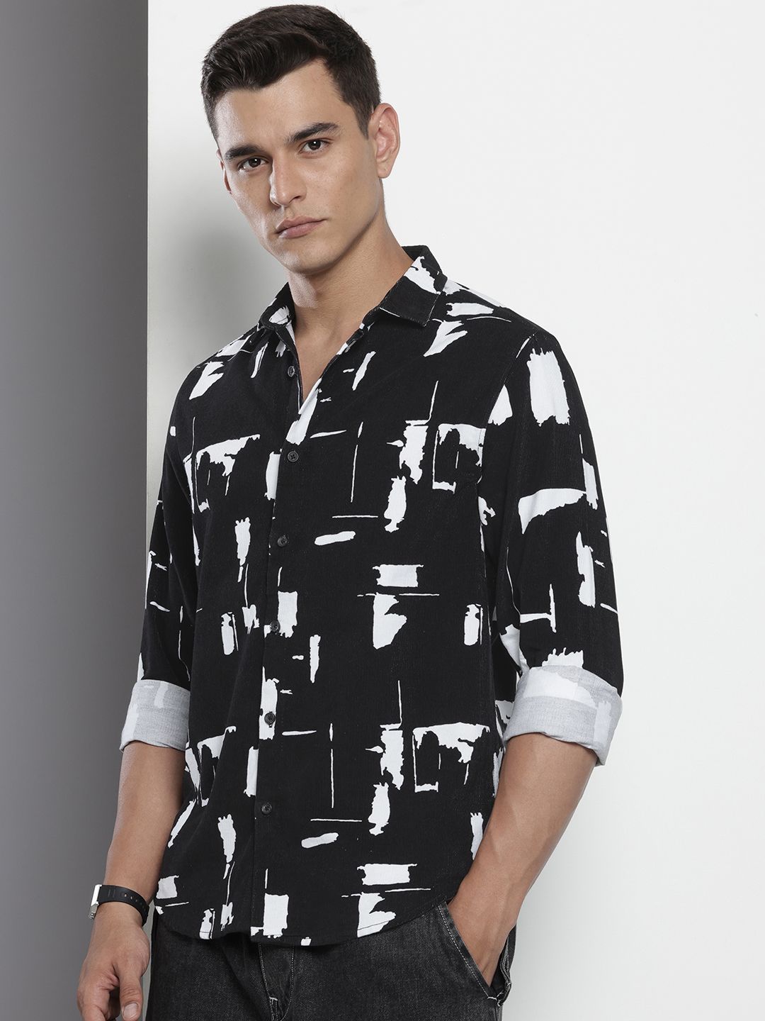 The Indian Garage Co Pure Cotton Abstract Printed Corduroy Shirt