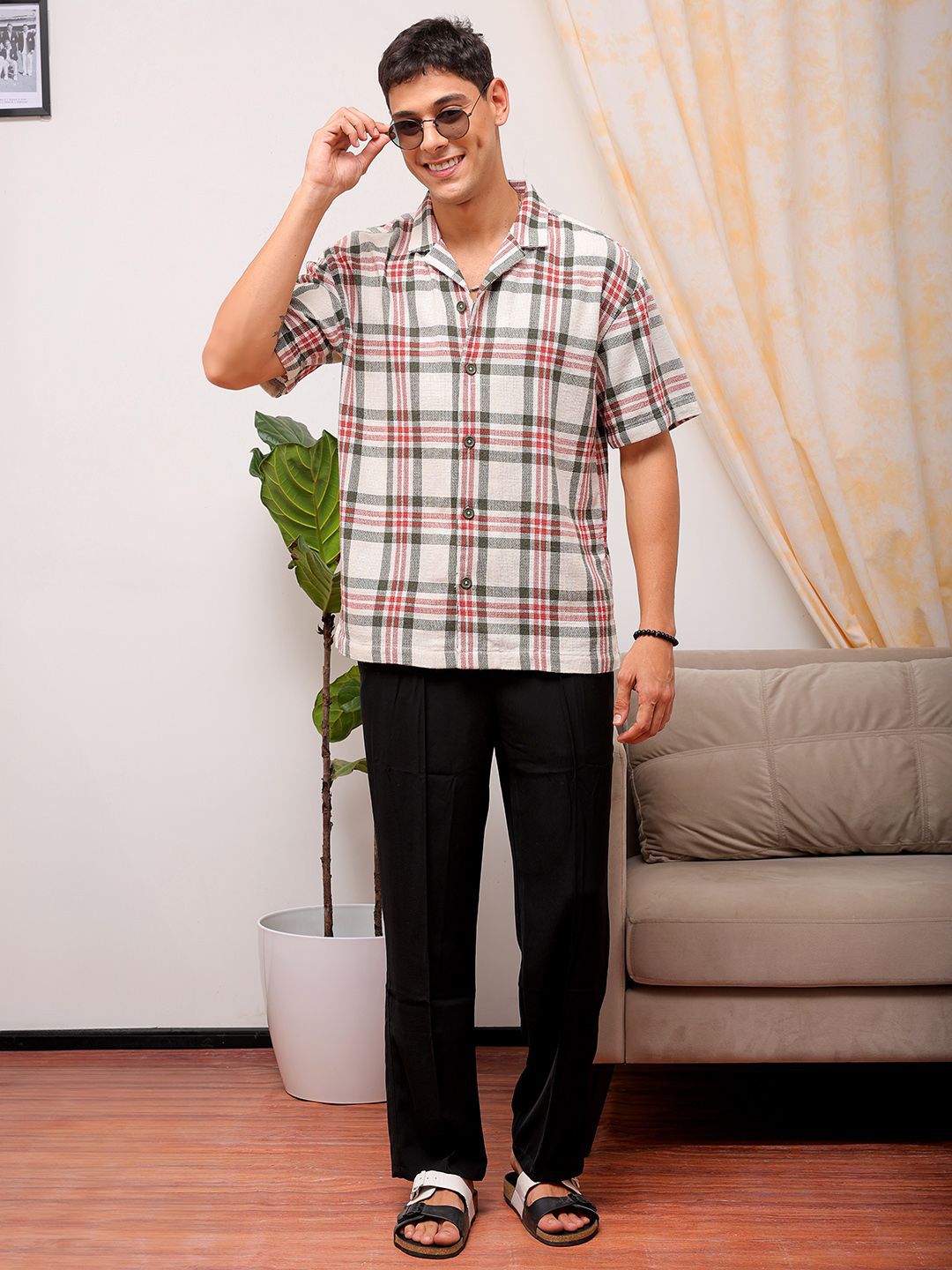 The Indian Garage Co Men Relaxed Fit Checked Resortwear Shirt