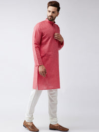 SOJANYA Men Pink Solid Kurta Lurus