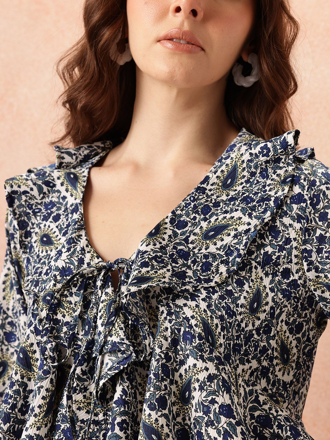 all about you Print Ruffles Ethnic Empire Crop Top
