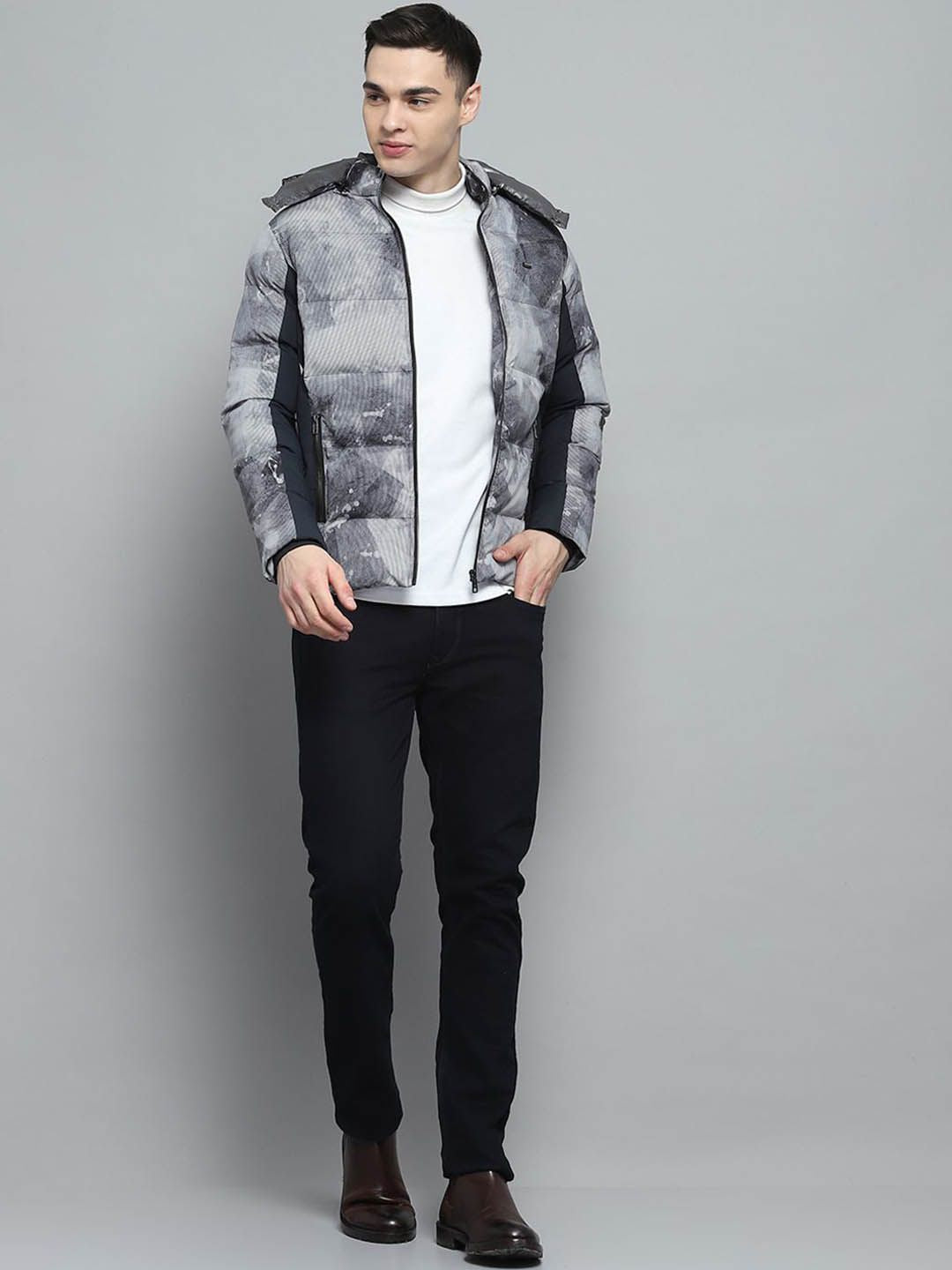 Monte Carlo Men Hooded Colourblocked Casual Lightweight Puffer Jacket