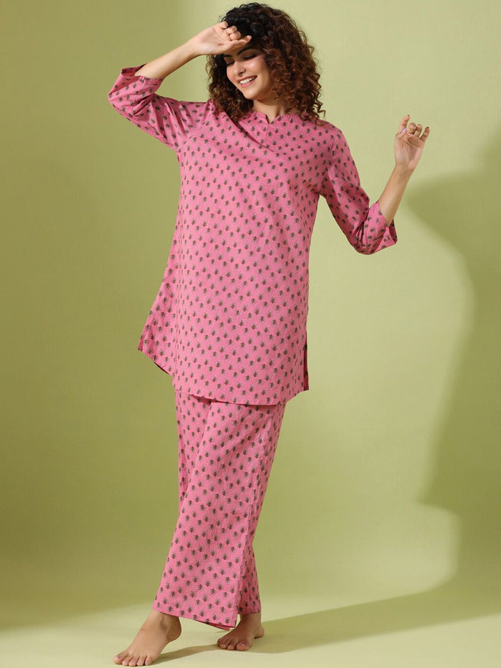 SANSKRUTIHOMES Ethnic Motifs Printed Pure Cotton Night suit