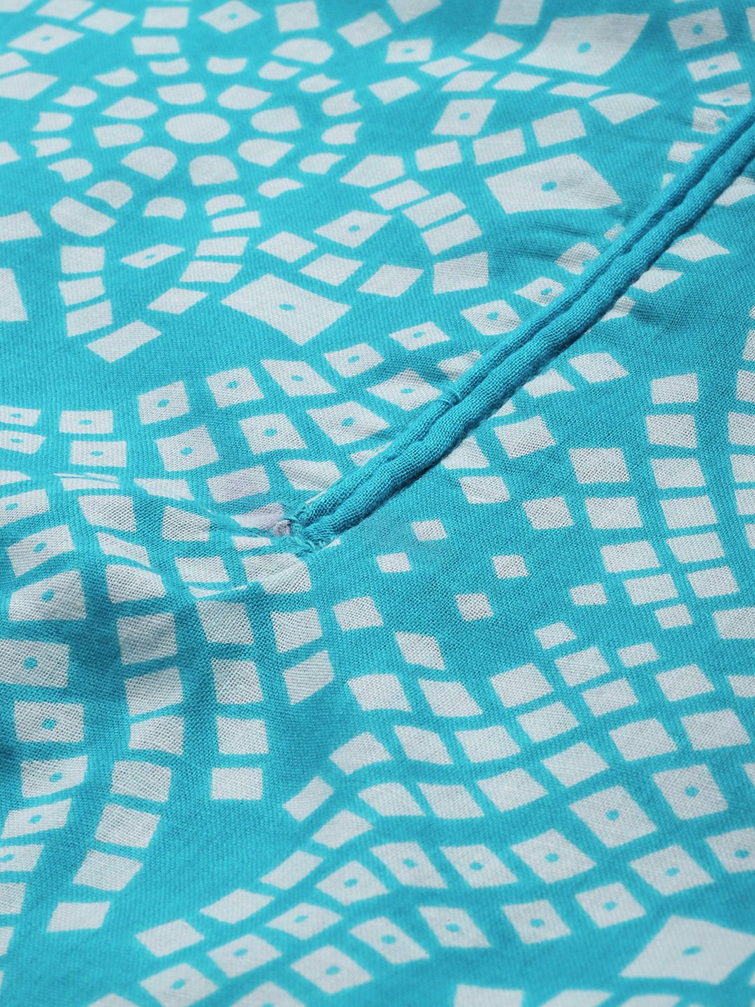 Anouk Women Blue & White Bandhani Print Pure Cotton Kurta with Palazzos