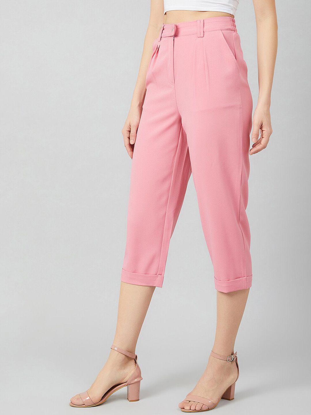 Athena Women Pink Loose Fit Solid Regular Trousers