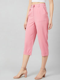 Athena Women Pink Loose Fit Solid Regular Trousers
