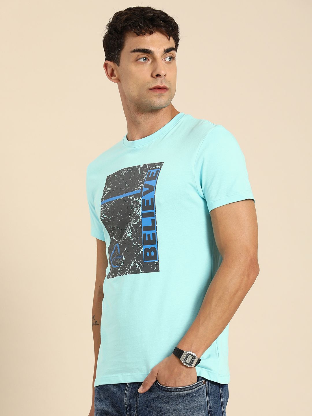 Being Human Pure Cotton Graphic Printed T-shirt
