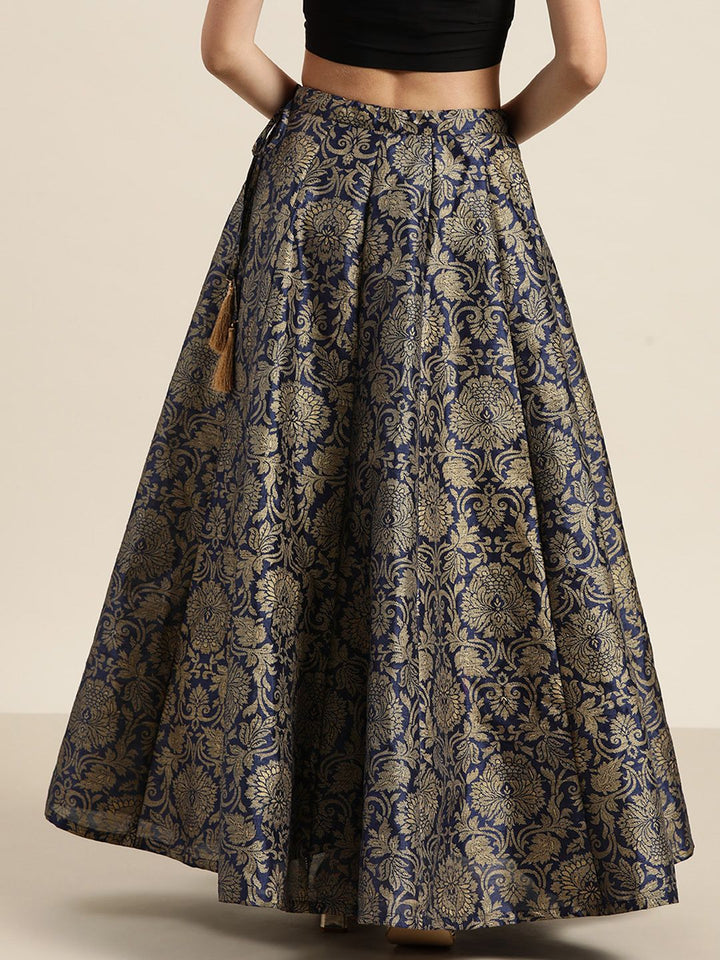 Shae by SASSAFRAS Women Deep Navy Blue Floral Skirt