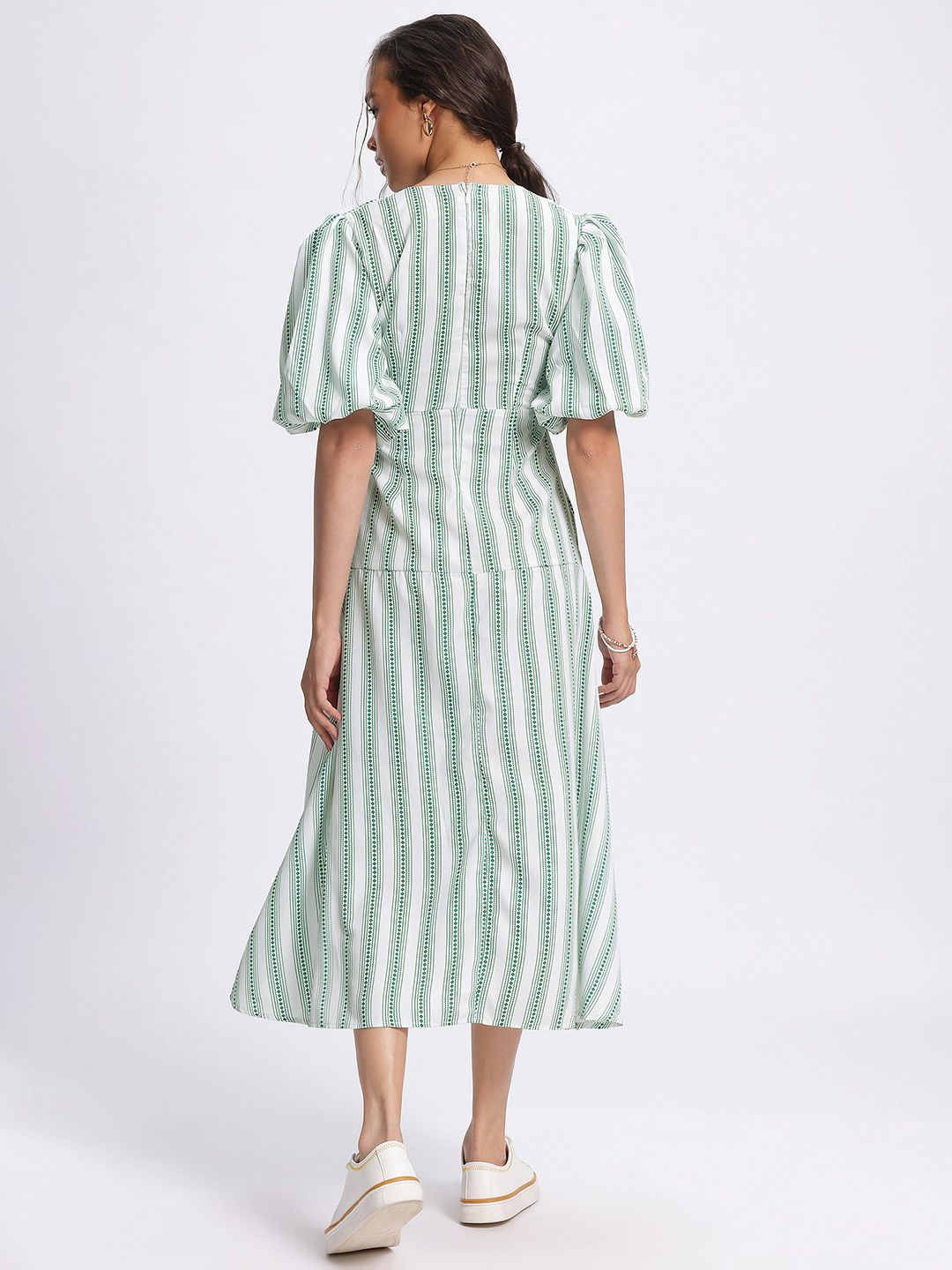 DressBerry Twisted Touch Striped Midi A-line Dress