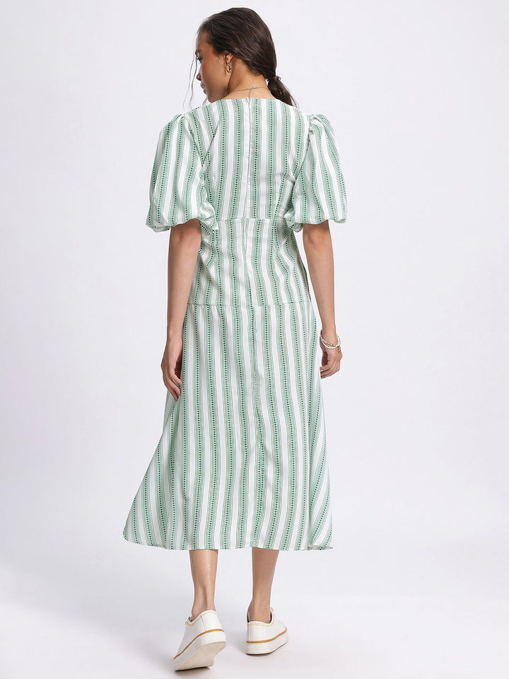 DressBerry Twisted Touch Striped Midi A-line Dress