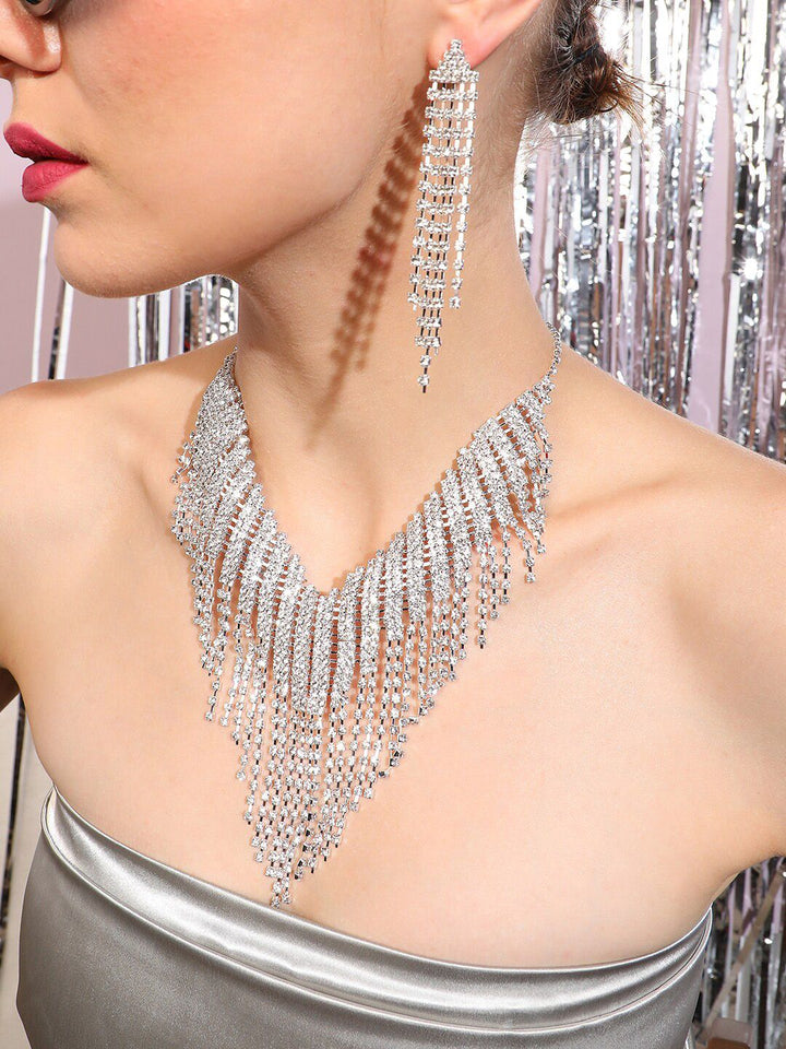 SOHI Silver-Plated Stone-Studded Jewellery Set