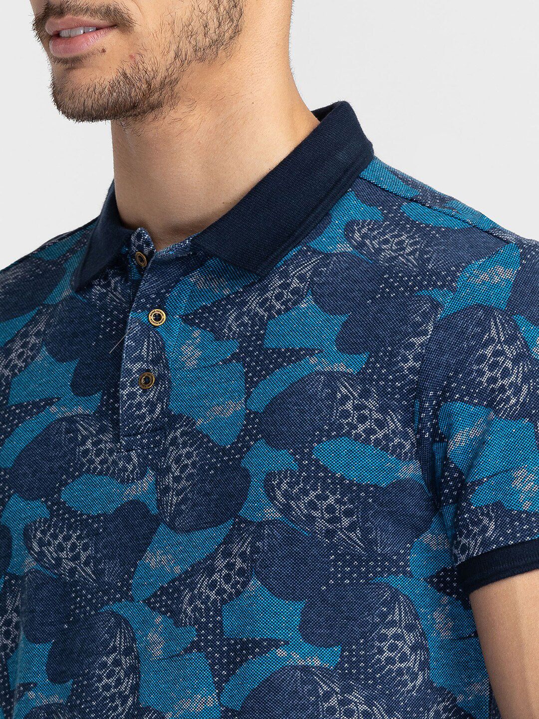 Being Human Floral Printed Polo Collar Cotton T-shirt