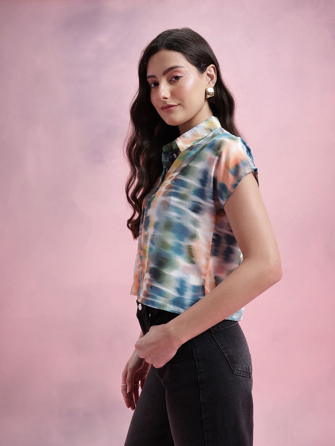 DressBerry Dyed Extended Sleeves Shirt Style Top