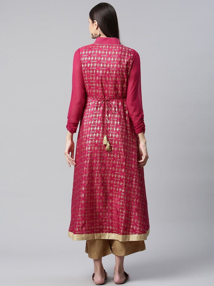 AURELIA Women Pink & Gold-Toned Ethnic Motifs Printed Kurta