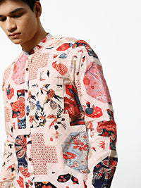 Mr Bowerbird Men Beige Tailored Fit Printed Casual Shirt