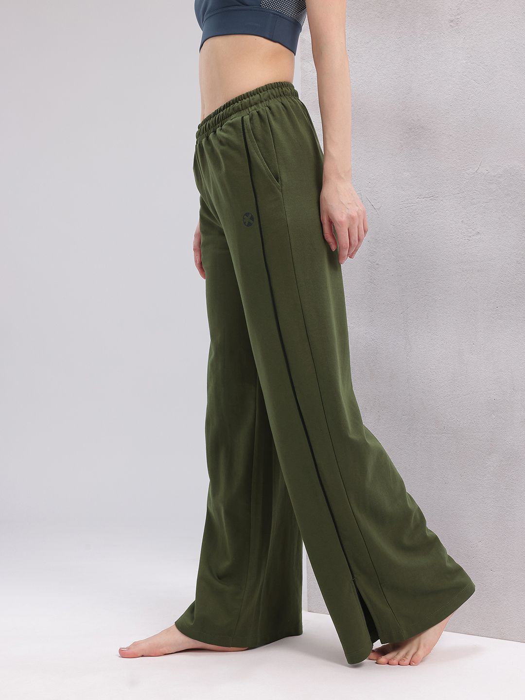 HRX by Hrithik Roshan Women Wide Leg Yoga Track Pants with Hem Slits