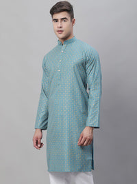 SOJANYA Lelaki Geometrik Bercetak Kapas Linen Kurta