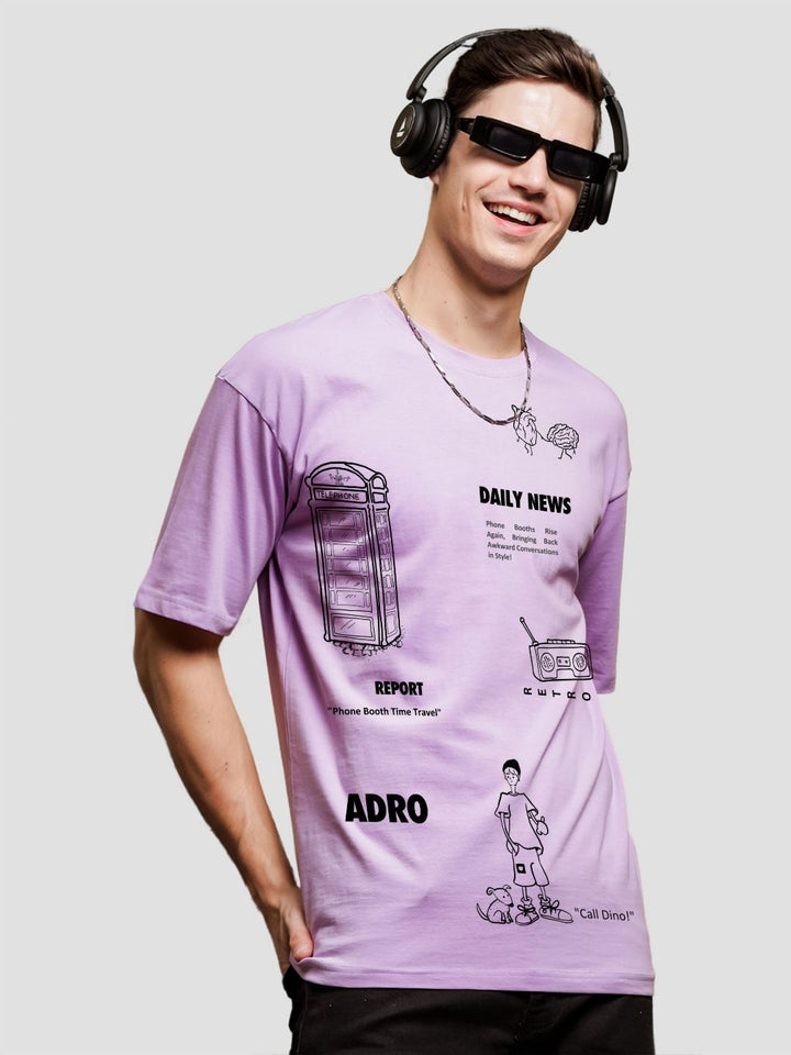 ADRO Lelaki Baju T-Shirt Bersaiz Besar Kapas Lengan Jatuh Bercetak Grafik