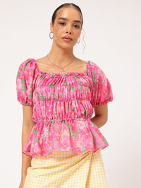 DressBerry Garden Galore Smocked Fitted Top