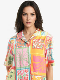 RAREISM Women Floral Printed Shirt Collar Top