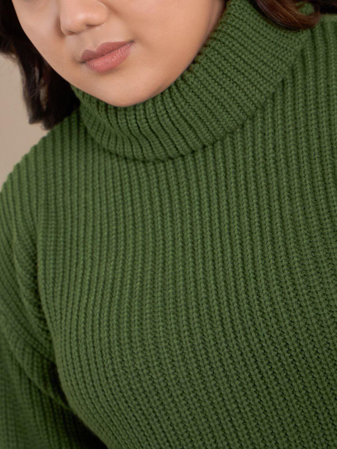 CURVY STREET Plus Size Ribbed Turtle Neck Pullover
