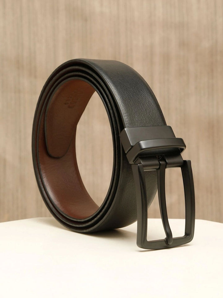 Teakwood Leathers Men Textured Leather Reversible Belt