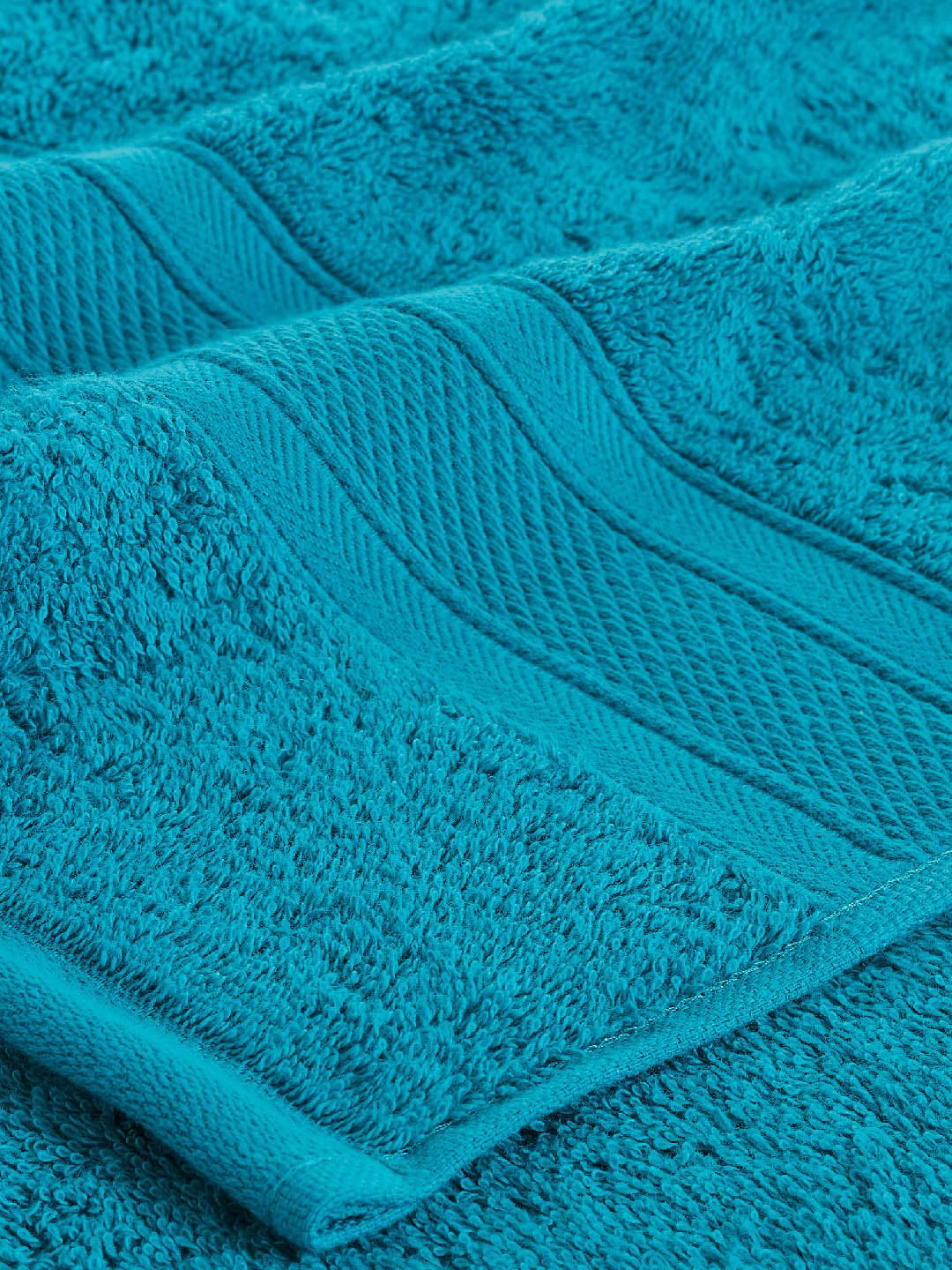 MYTRIDENT Teal Blue Set of 4 Soft  Plush Cotton Hand Towel