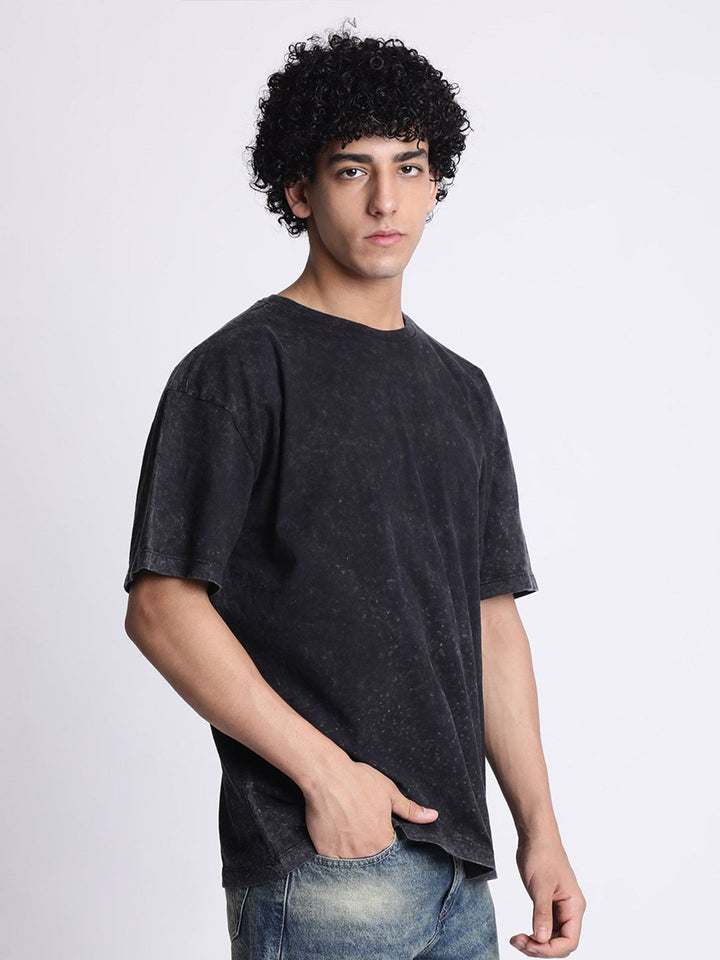 Bene Kleed Men Acid Wash Round Neck Cotton T-shirt
