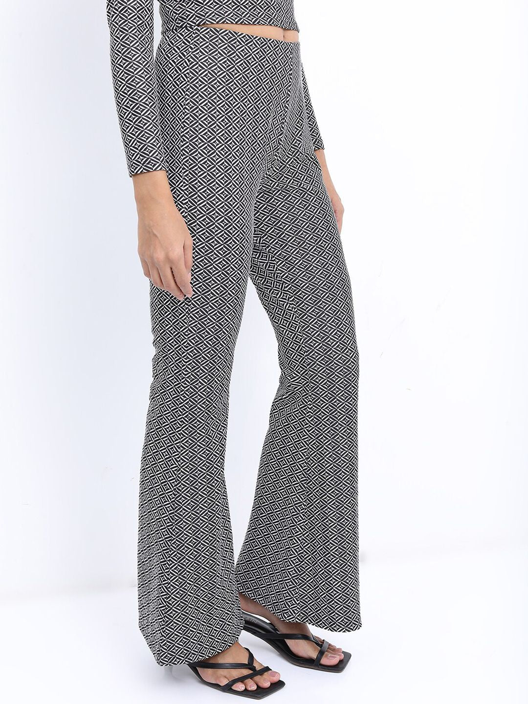 Tokyo Talkies Women Jacquard Bootcut Trousers