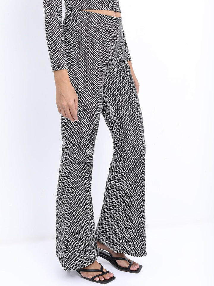 Tokyo Talkies Women Jacquard Bootcut Trousers