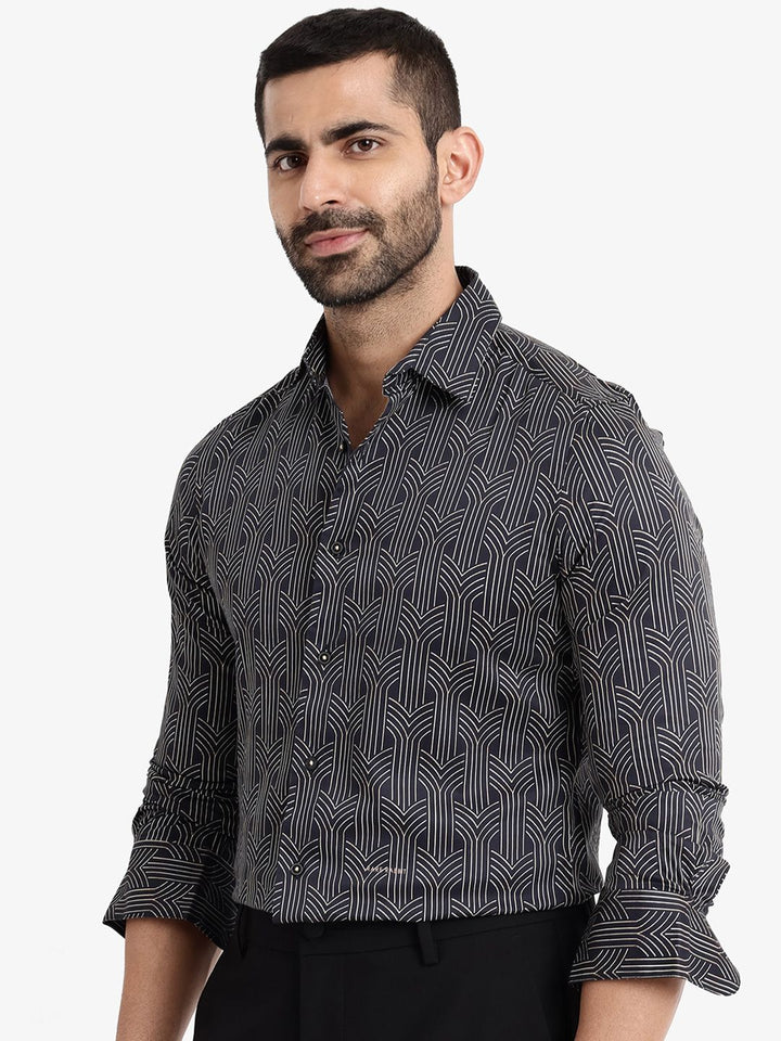 RARE RABBIT Slim Fit Printed Cotton Casual Shirt
