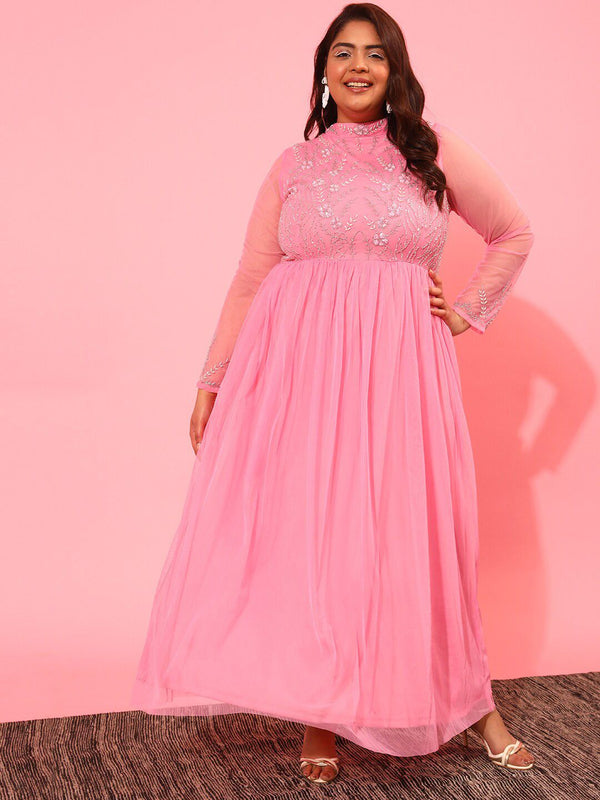 CURVY STREET Net Sheath Maxi Dress