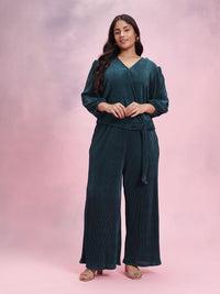 DressBerry Plus Size Solid Accordion Pleats Co-Ords