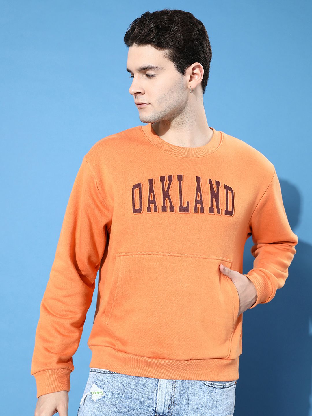 DILLINGER Men Typography Oversized Fleece Sweatshirt