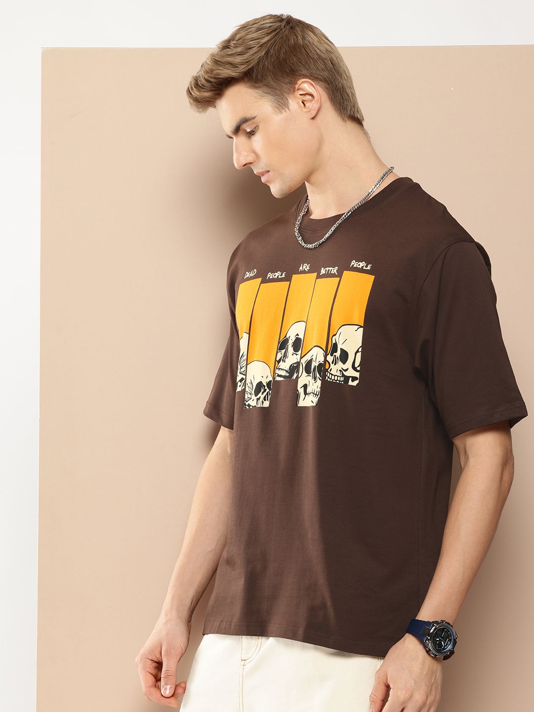 Difference of Opinion Printed Drop-Shoulder Sleeves Oversized Pure Cotton T-shirt