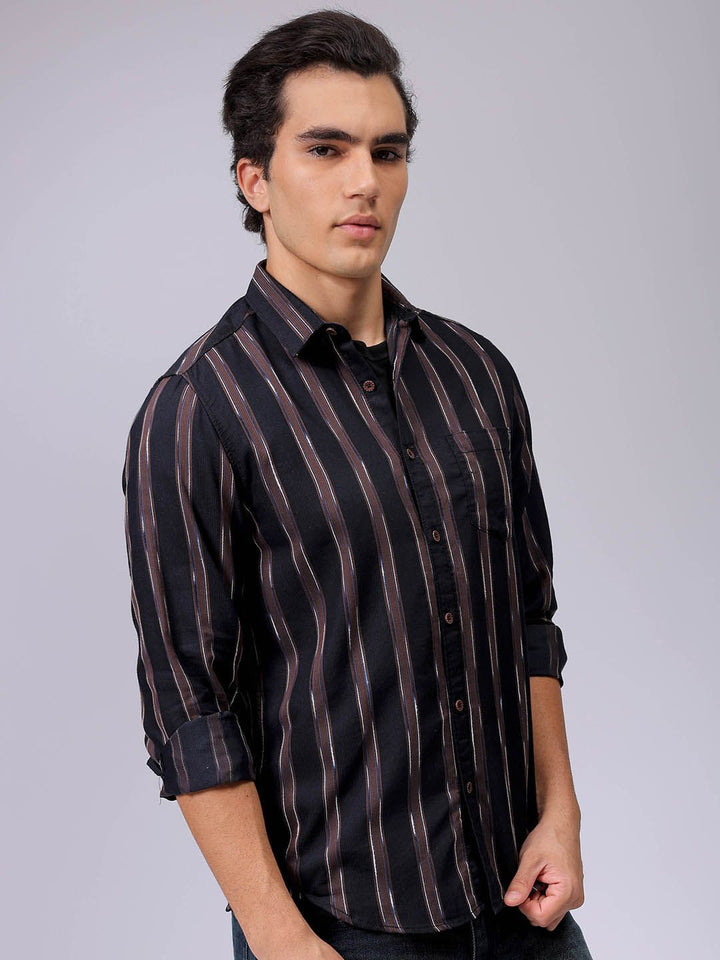 The Indian Garage Co Men Slim Fit Multi Stripes Opaque Striped Casual Shirt