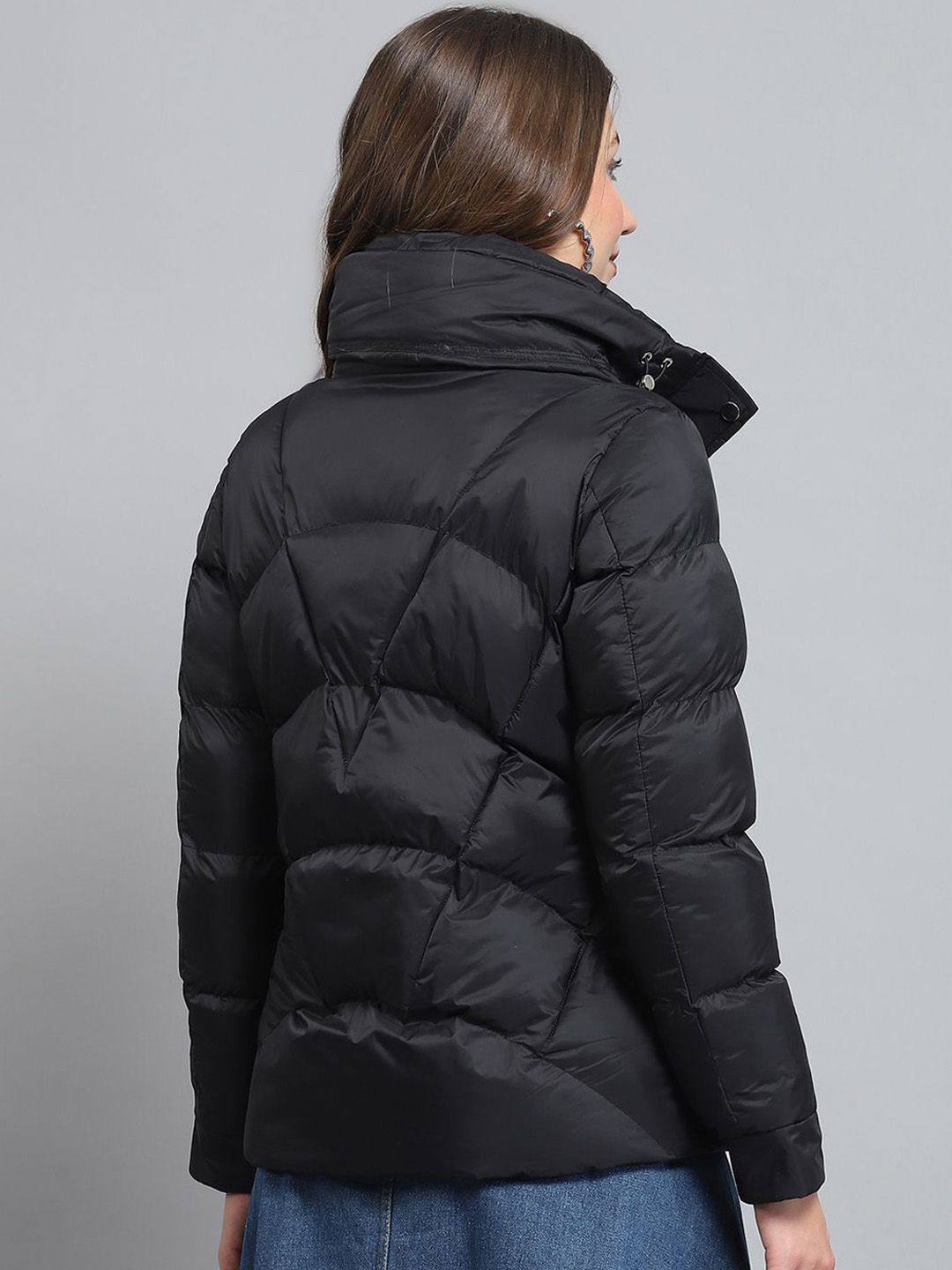 Monte Carlo Women Mock Collar Solid Casual Lightweight Puffer Jacket