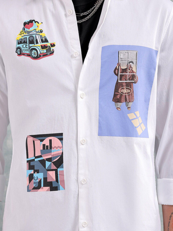 The Indian Garage Co Slim Fit Graphic Printed Cotton Shirt