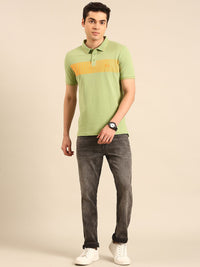 Being Human Striped Polo Collar Pure Cotton T-shirt