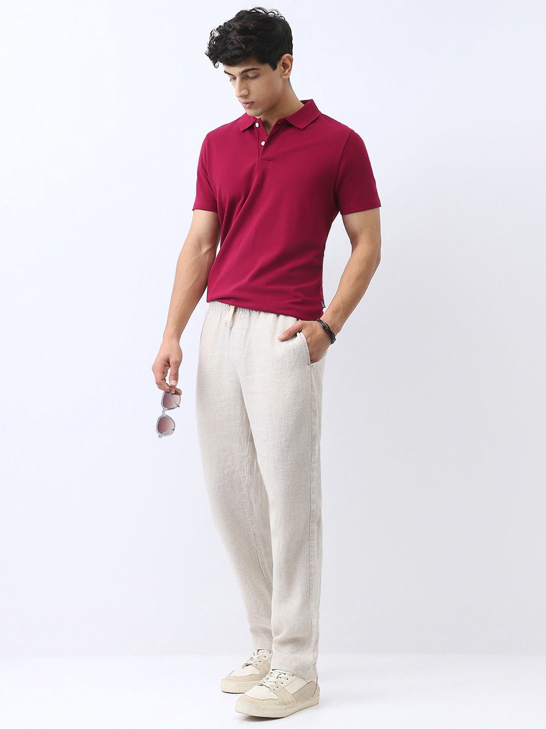 Urbano Fashion Men's Wine Solid Regular Fit Half Sleeve Polo Collar T-Shirt