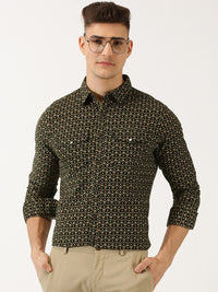 Thomas Scott Classic Slim Fit Floral Printed Cotton Corduroy Semiformal Shirt