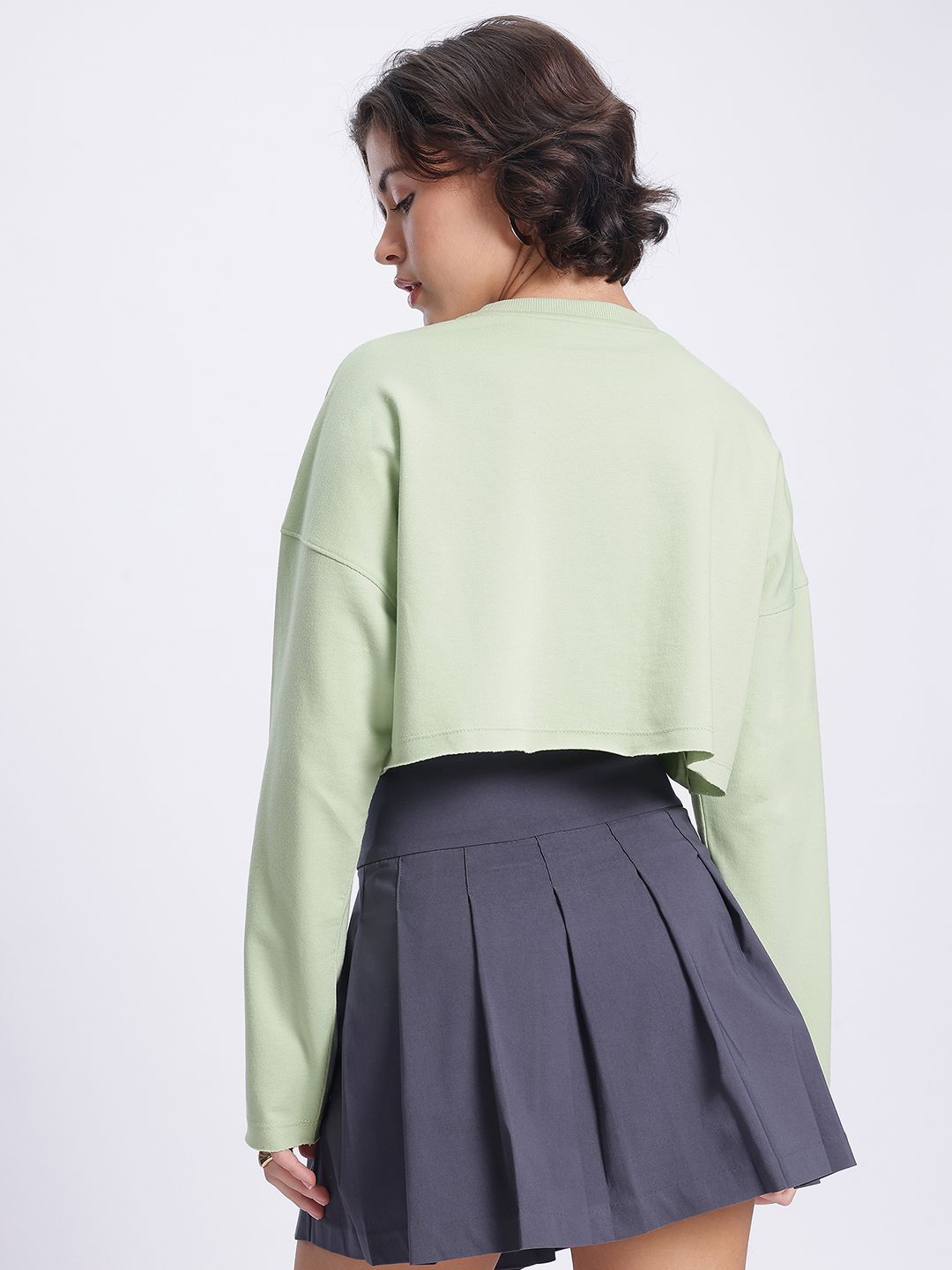 DressBerry Printed Boxy Crop Sweatshirt