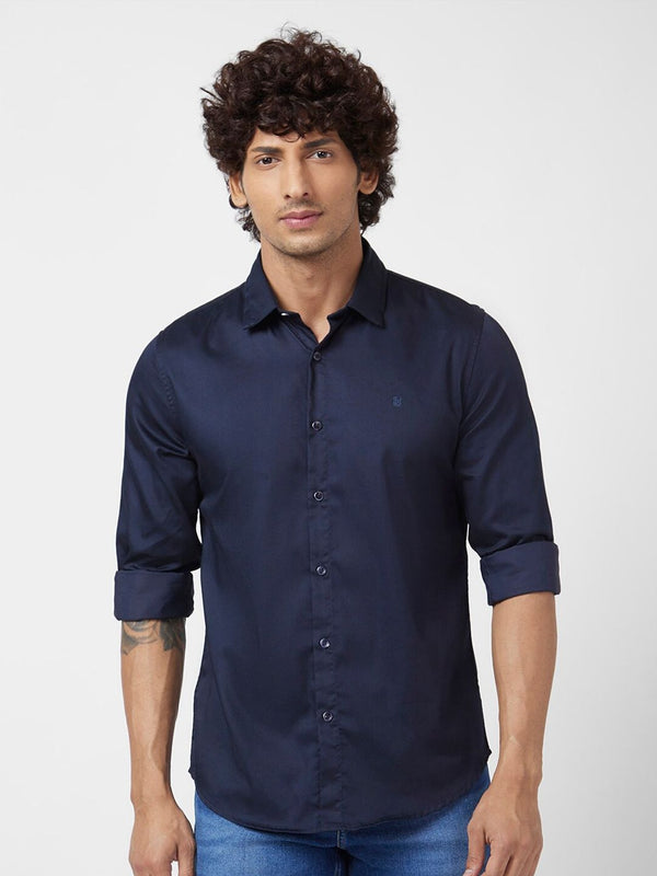 SPYKAR Spread Collar Classic Opaque Cotton Linen Casual Shirt
