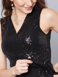 Athena Black Embellished Sheath Dress