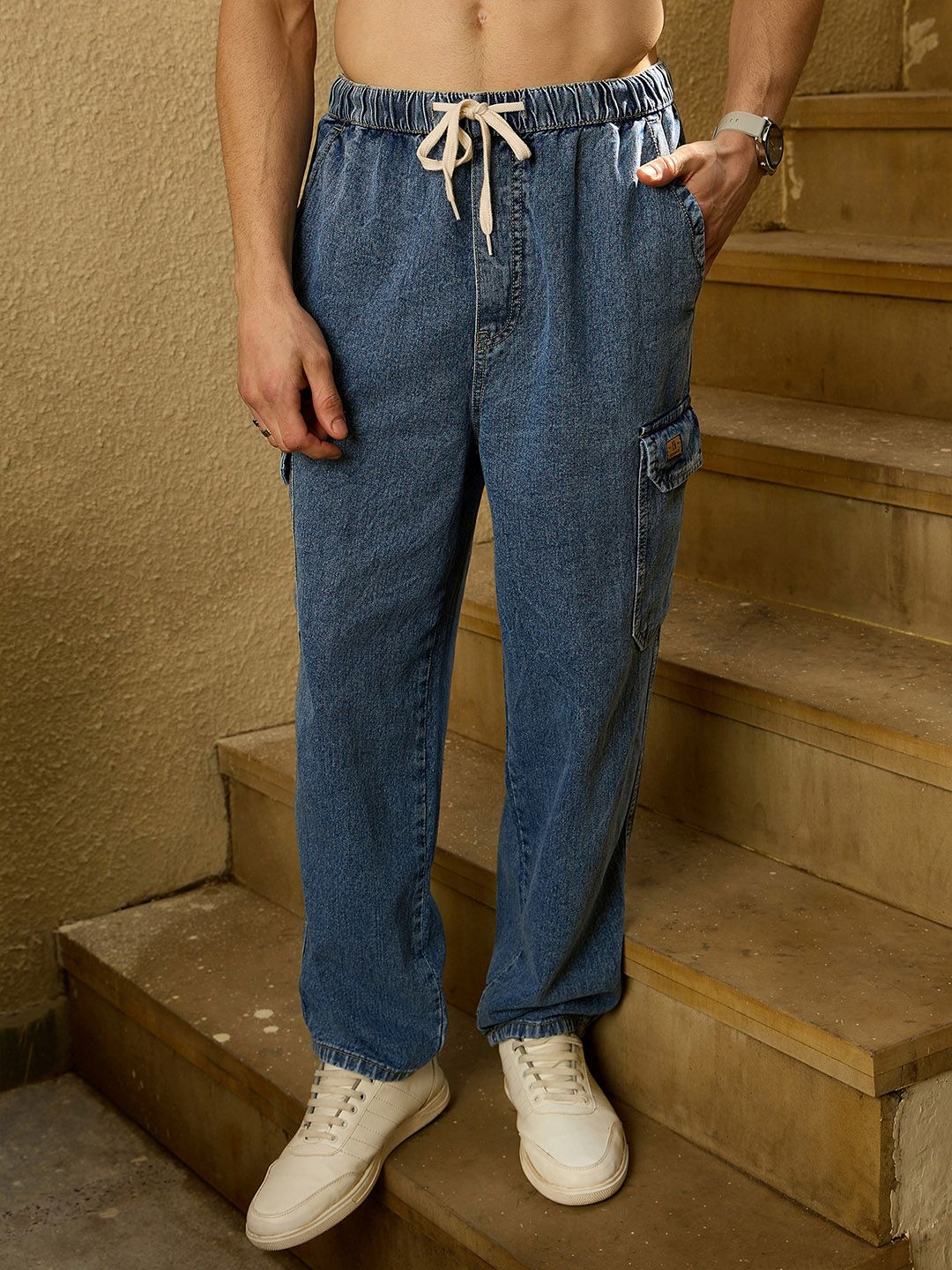 DENNISON Korean Baggy Fit Cargo Jeans